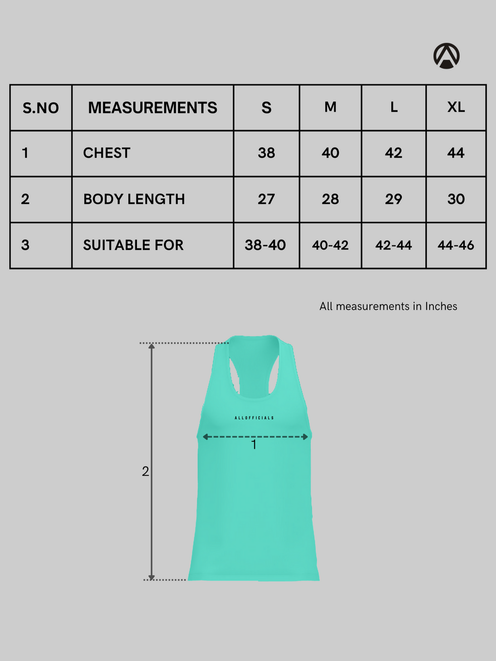 Size Chart for Twill Stringer
