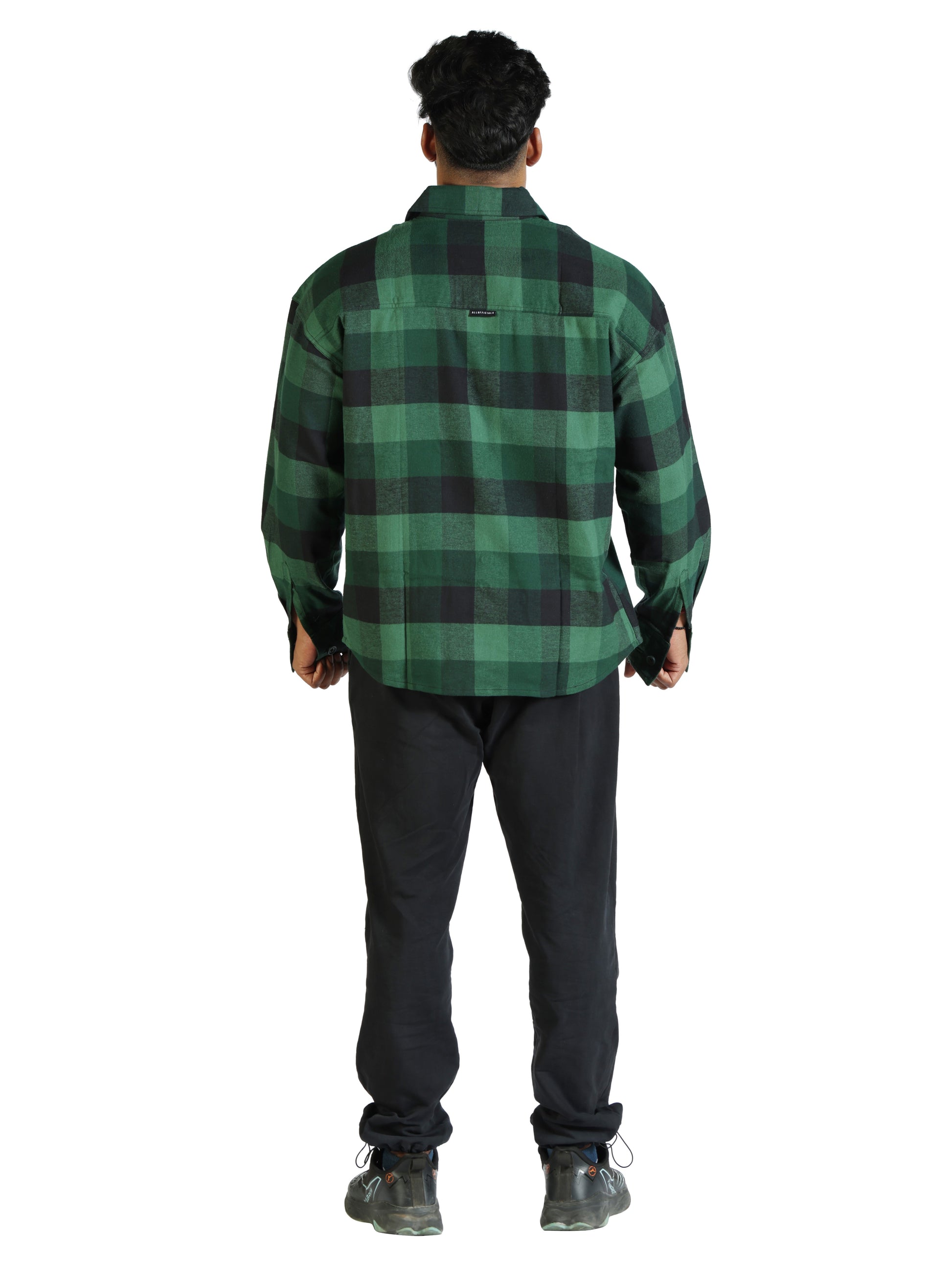Unisex Oversized Flannel Shirt Green back