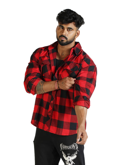 Unisex Oversized Flannel Shirt Red