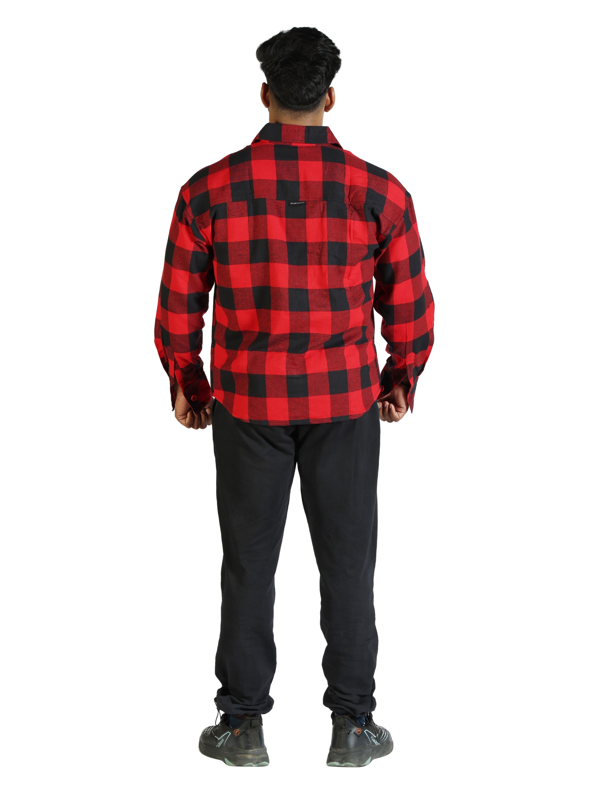 Unisex Oversized Flannel Shirt Red back