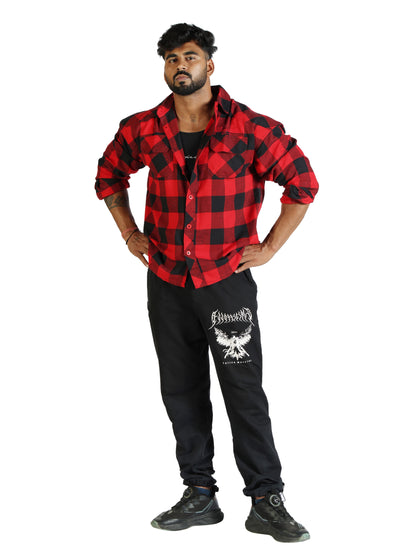 Unisex Oversized Flannel Shirt Red front