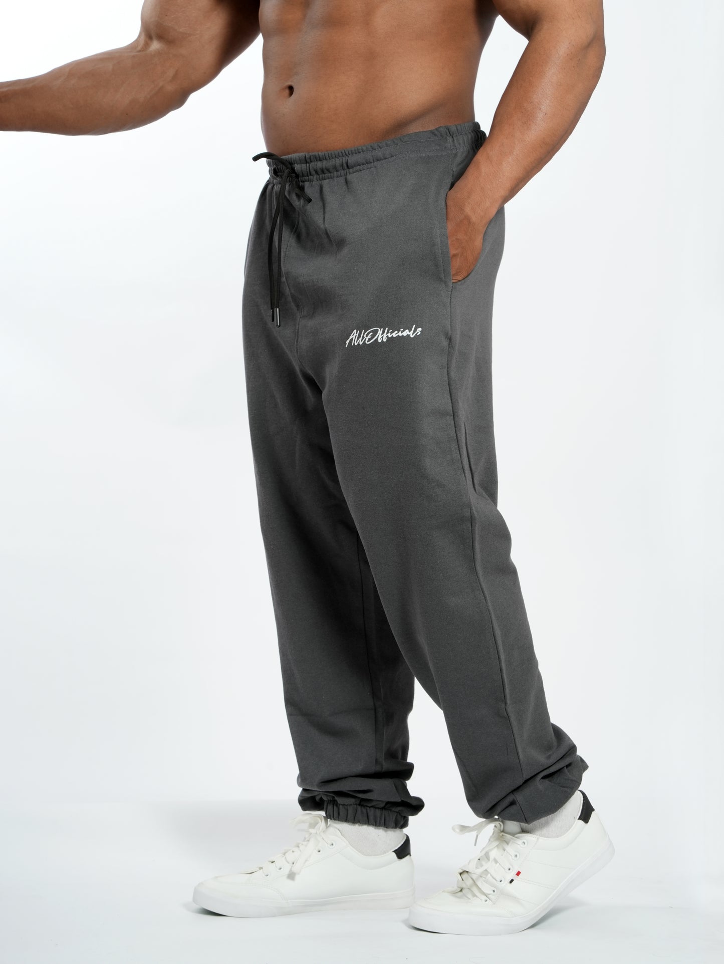 Unisex Signature Oversize Tapered Joggers Steel Grey left side