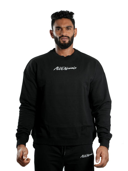 Unisex Signature Oversized Sweatshirt Black Front View