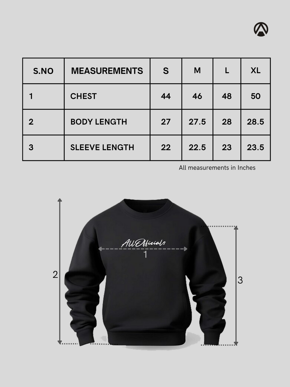 Size Chart for Unisex Signature Oversized Sweatshirt Off-White