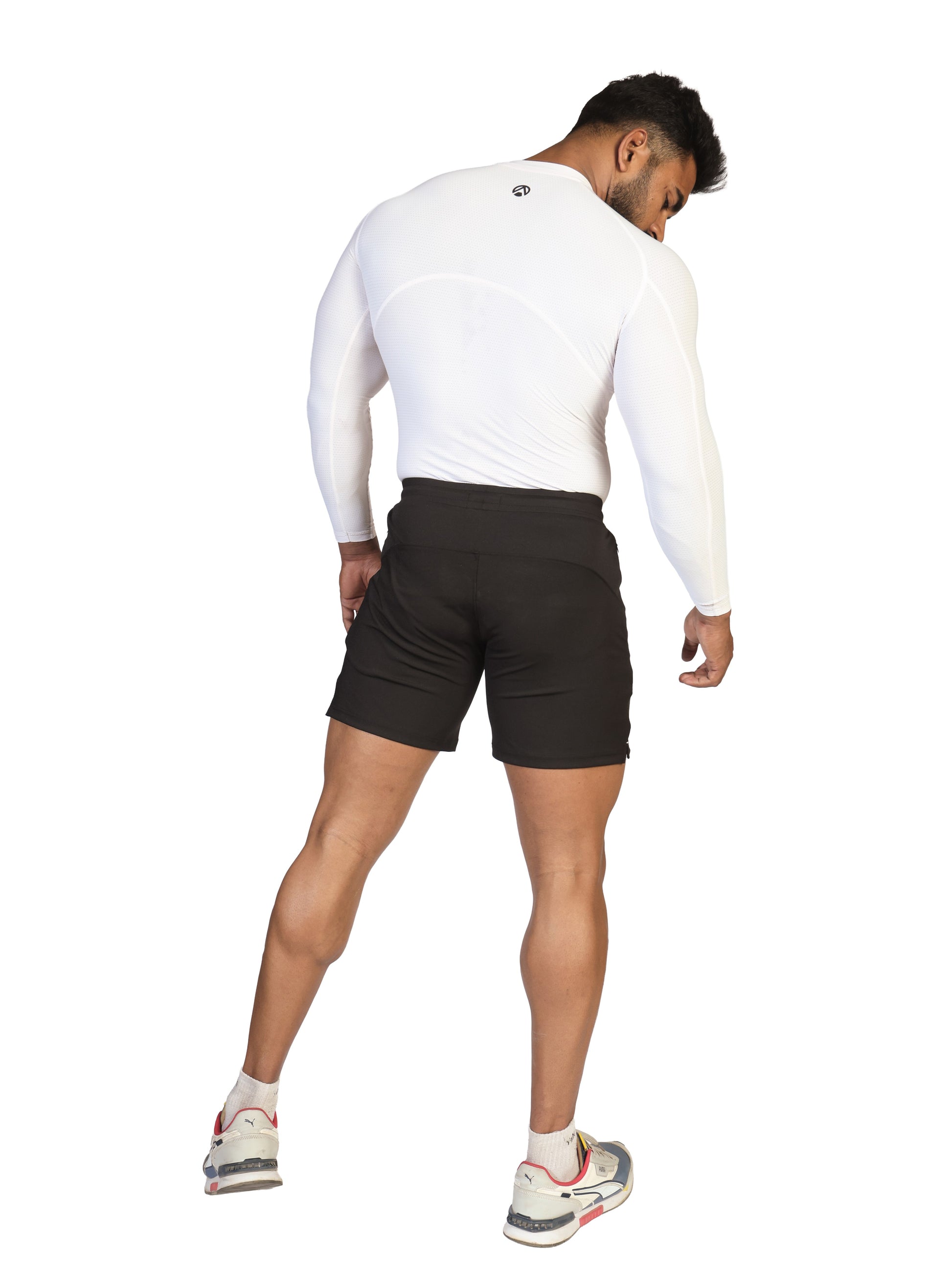 black gym shorts for men back