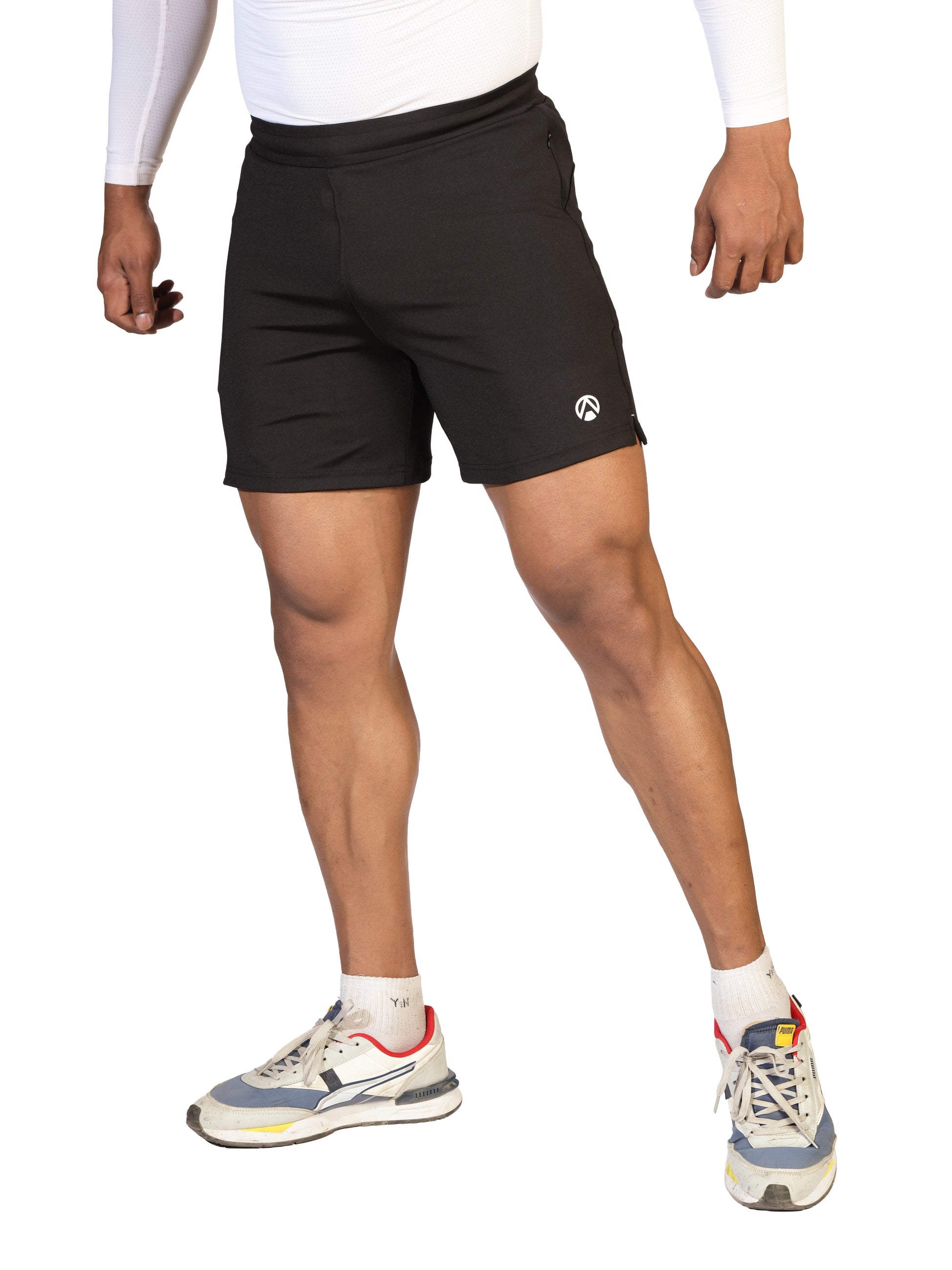 gym shorts for men black front